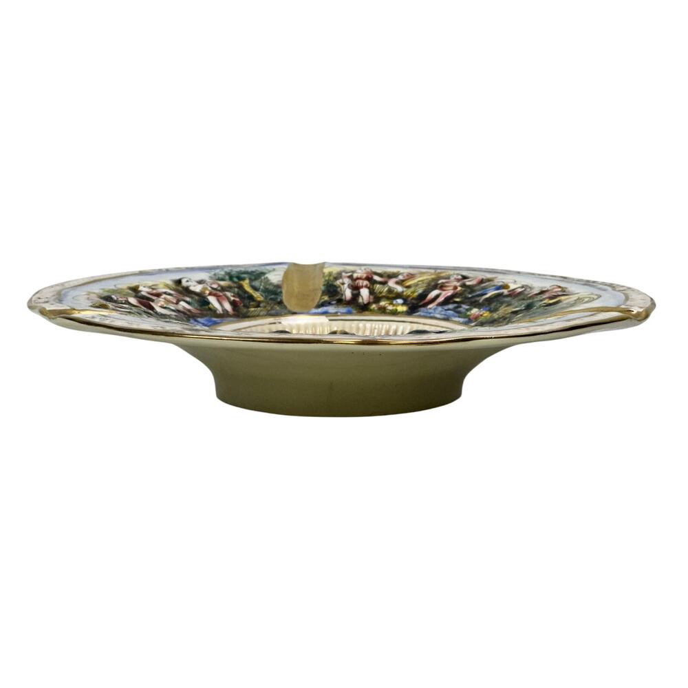 Capodimonte Italian Vintage 1950-1970 Raised Relief Porcelain 11.5" Ash Tray